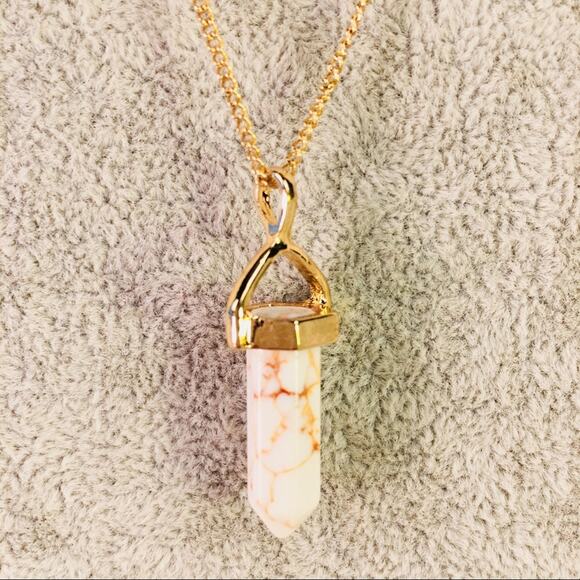 Multichain Faceted Stone Pendant Gold Necklace Multichain - Picture 4 of 6